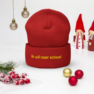 Ik wil naar school Beanie met omgeslagen rand