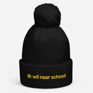 Ik wil naar school Beanie met pompon